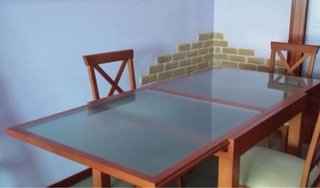 Mesa Comedor Madera y Cristal + 4 Sillas