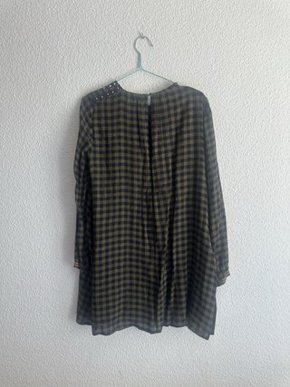 Vestido Zara cuadros verde y negro