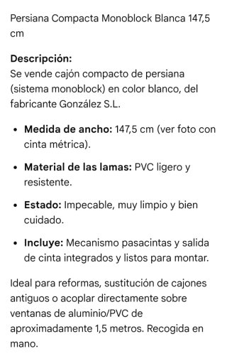 7 Persianas compactas Monoblock blancas