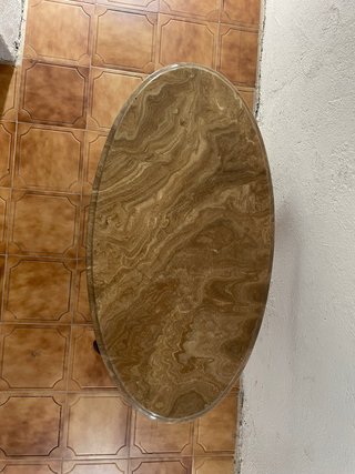Mesa auxiliar ovalada mármol y madera