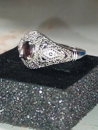 Anillo Plata Ley Turmalina Morada