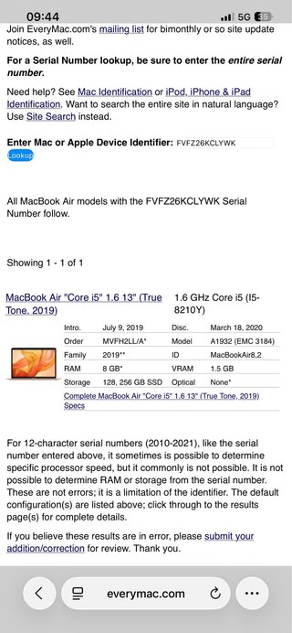MacBook Air 2019 A1932