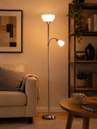 Lámpara de pie moderna con luz auxiliar