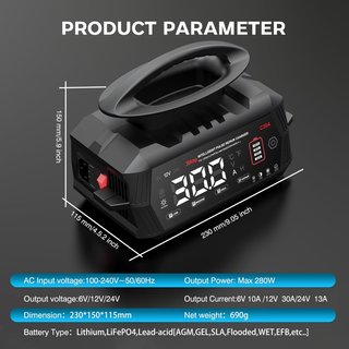 Cargador Batería Coche 6V/12V/24V 30A