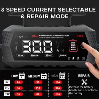 Cargador Batería Coche 6V/12V/24V 30A