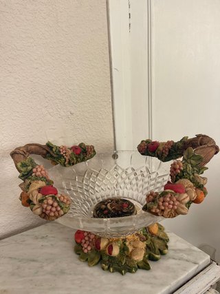 Centro de mesa frutero cristal tallado
