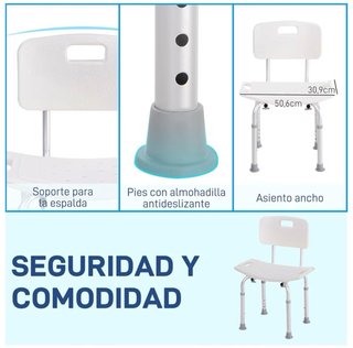 Silla Ducha Ajustable con Respaldo