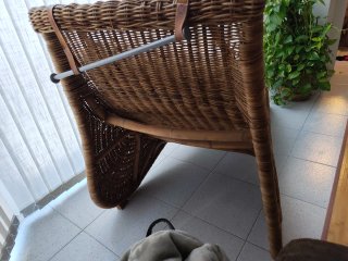 Hamaca Silla Mimbre Beige/Marrón