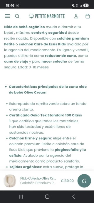 Nido para bebé Petite Marmotte