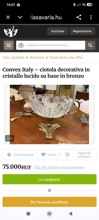 Centrotavola Coppa Ornamentale cristallo e bronzo