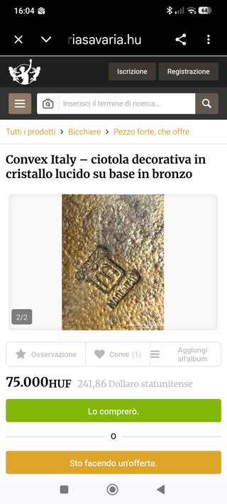 Centrotavola Coppa Ornamentale cristallo e bronzo