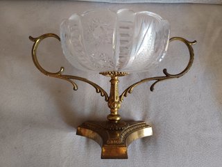 Centrotavola Coppa Ornamentale cristallo e bronzo