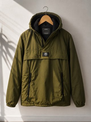 Anorak Bershka verde capucha 199x