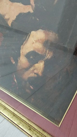 Dipinto olio su tavola (Davide con la  testa di Go