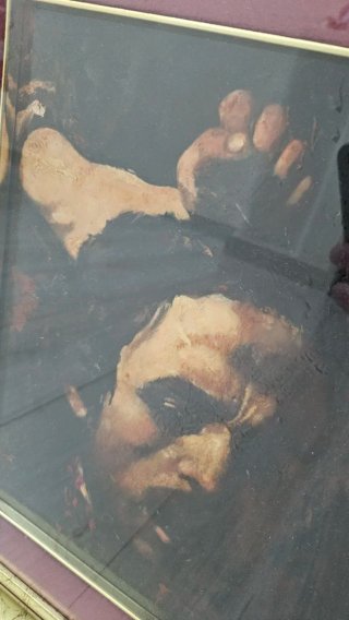 Dipinto olio su tavola (Davide con la  testa di Go