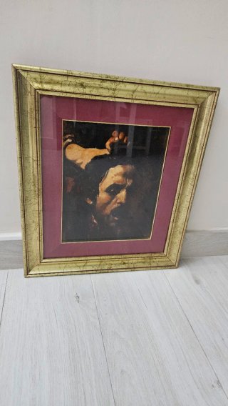 Dipinto olio su tavola (Davide con la  testa di Go