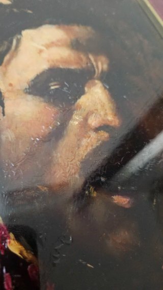 Dipinto olio su tavola (Davide con la  testa di Go