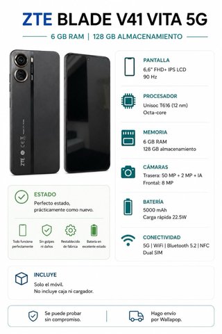 ZTE Blade V41 Vita 5G 128GB Negro