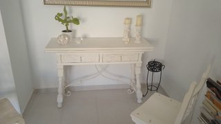 Mesa madera maciza y forja + 2 sillas