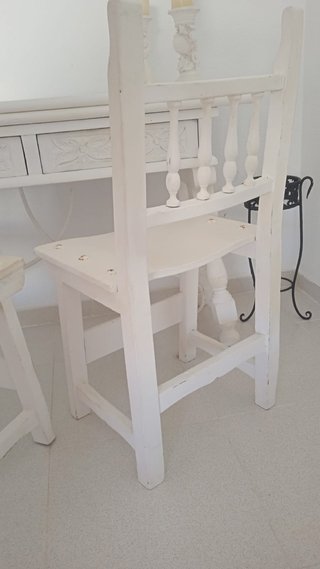 Mesa madera maciza y forja + 2 sillas