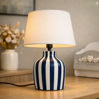 Lampada da tavolo a righe blu e bianche 40 cm heig