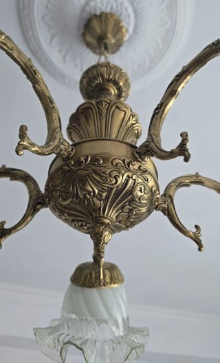 Lámpara araña clásica metal 5 tulipas cristal