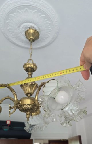 Lámpara araña clásica metal 5 tulipas cristal