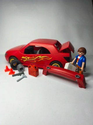Lote Playmobil Coche Rojo y Accesorios