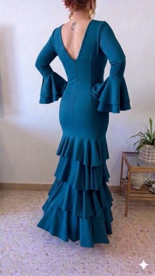 Traje de Flamenca Verde Petróleo TODAS LAS TALLAS