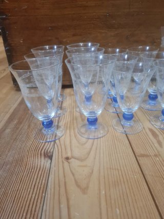 Set Bicchieri Vintage Blu e Trasparenti