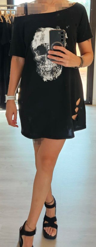 Vestido camiseta negra calavera Talla M