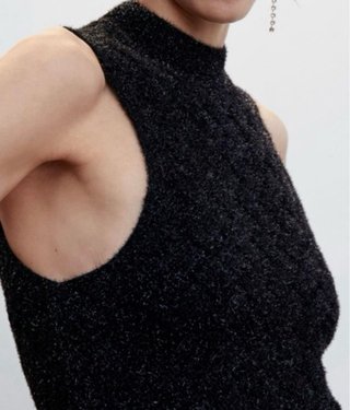 Mango Top sin mangas XS negro plateado