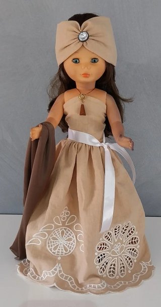Nancy Ropa Vestido Marrón y Beige