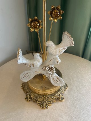 Lámpara Vintage Pájaros Cerámica Dorada