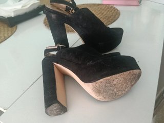 Zapatos tacón La Strada negros/dorados T.36