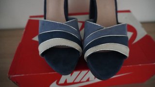 Sandalias tacón alto azul y plateado T: 40