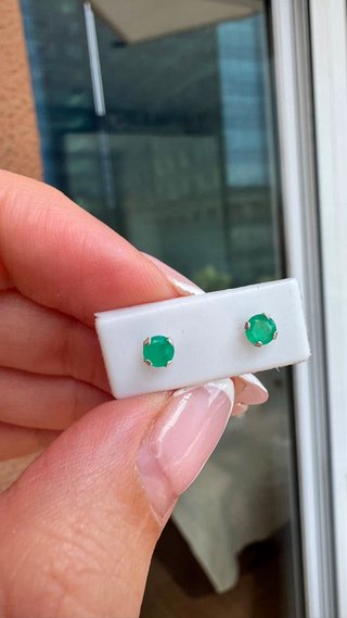 Pendientes Plata y Esmeralda Colombiana