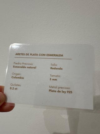 Pendientes Plata y Esmeralda Colombiana
