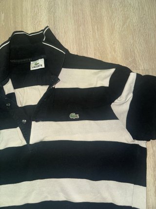Lacoste Polo Rayas Blanco y Negro