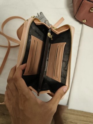 Bolso Cartera Móvil Forever Baellery Beige/Rosa