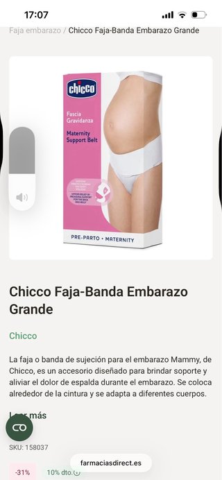 Faja Banda Embarazo Chicco Talla M