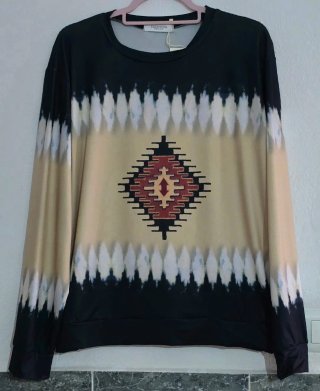 Camiseta Tie Dye Étnica Manga Larga Talla XL