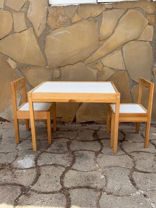 Mesa y 2 Sillas Niños Ikea Madera Blanca
