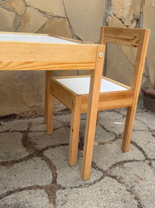 Mesa y 2 Sillas Niños Ikea Madera Blanca