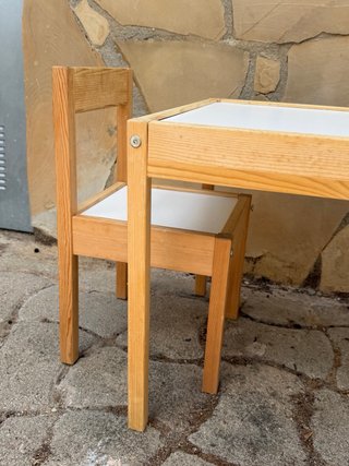 Mesa y 2 Sillas Niños Ikea Madera Blanca