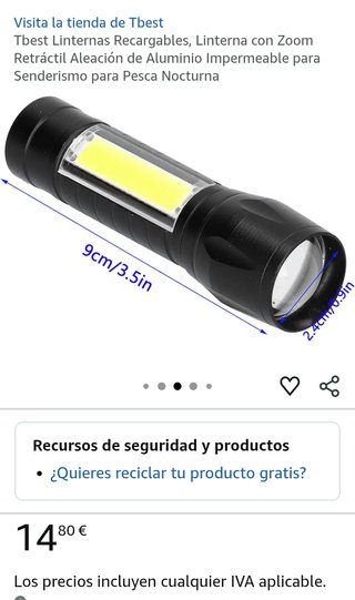 Linterna LED ZOOM pequeña recargable USB