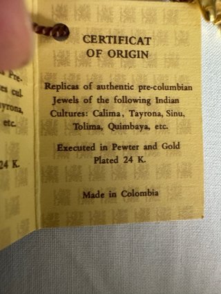 Amuleto rana precolombino chapado oro