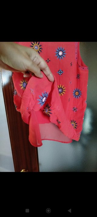 Blusa Pepe Jeans Roja Bordada
