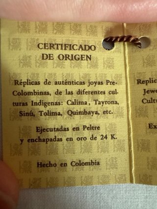 Amuleto Arqueología Precolombina Chapado Oro