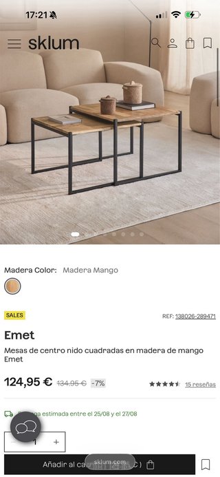 Mesita nido Sklum madera y metal